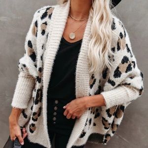 New Cozy Leopard Oversized Fuzzy Cardigan Sweater